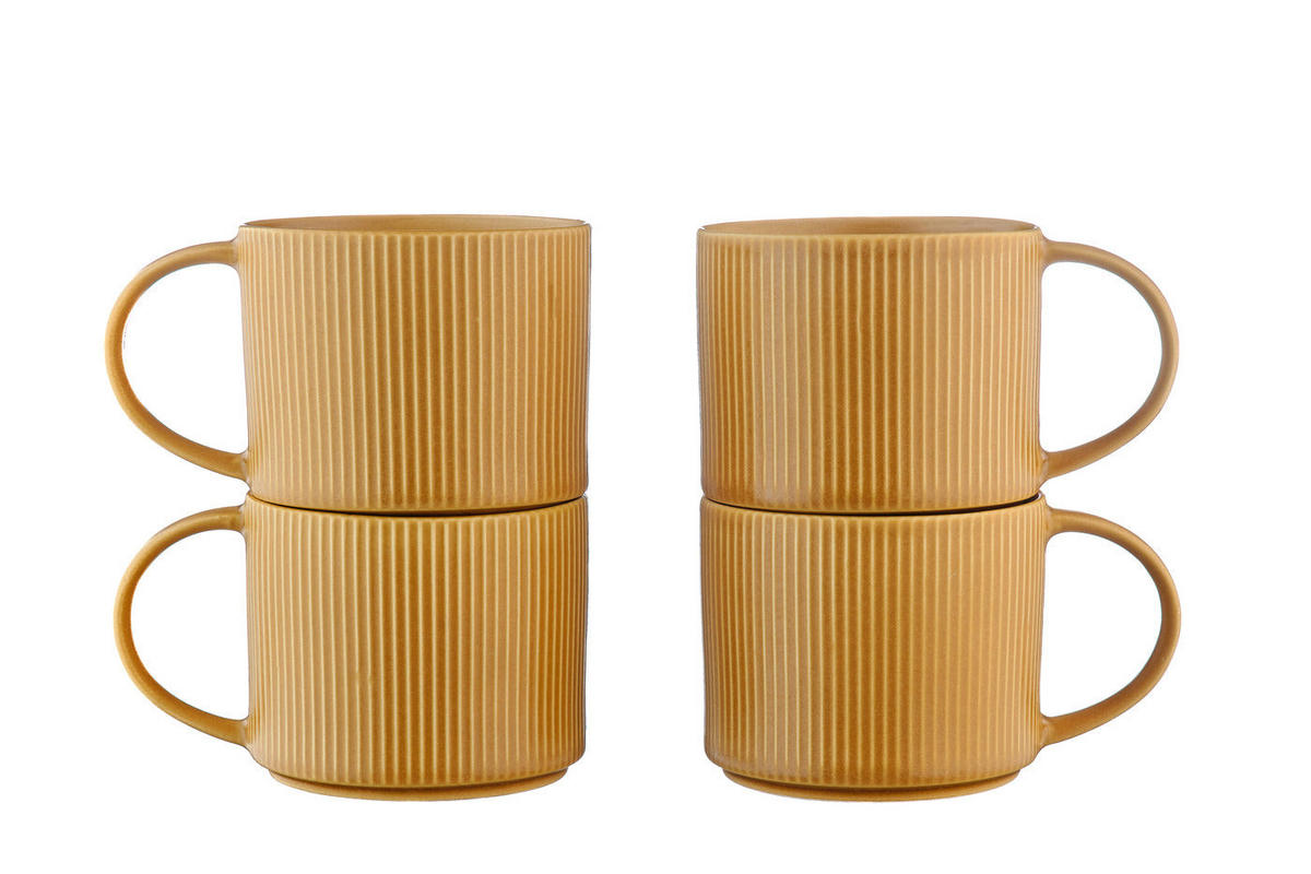 BECHER Scandi 500ml - 4er-Set - Ocre - Gelb, Keramik (0.5L) - Björn