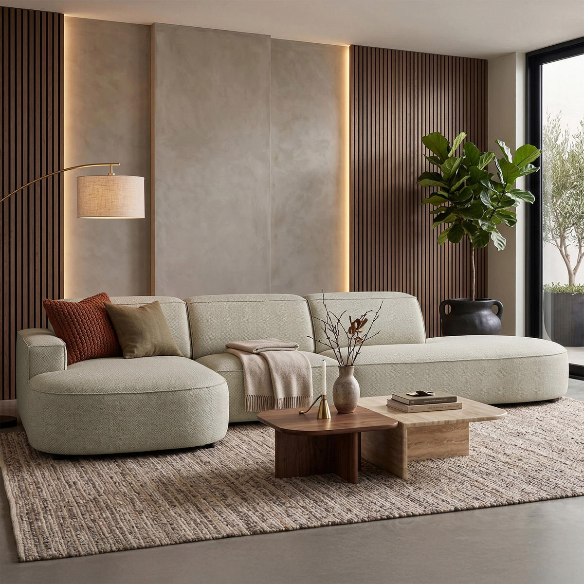 ECKSOFA Sallmo L-Form, 3-Sitzer, links 358 cm - Taupe/Schwarz, Kunststoff/Textil (358/166cm) - Selsey