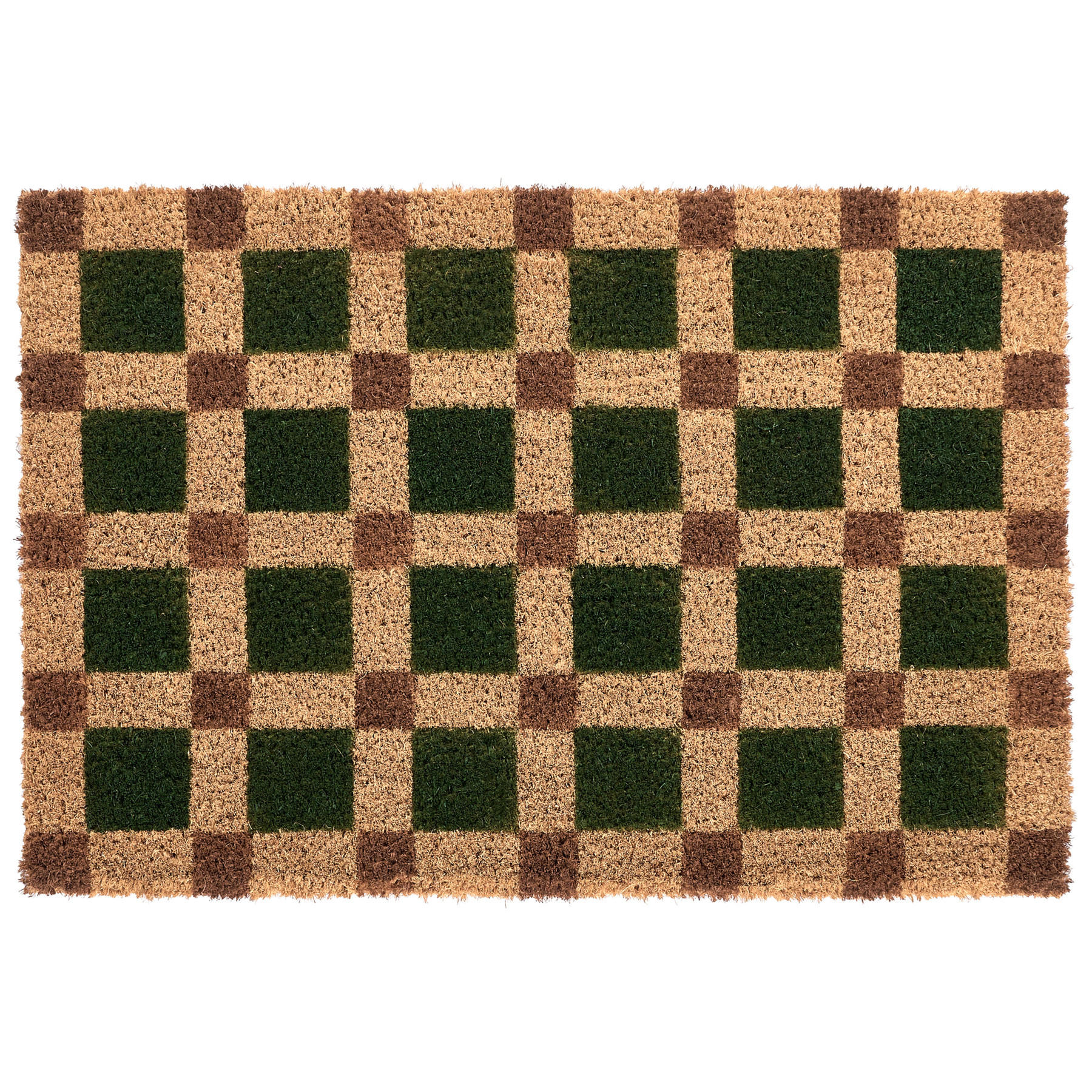 FUSSMATTE Beige/Grün 60/90 cm Kokosfasern Villasis - Beige, Textil (60/90cm) - Beliani