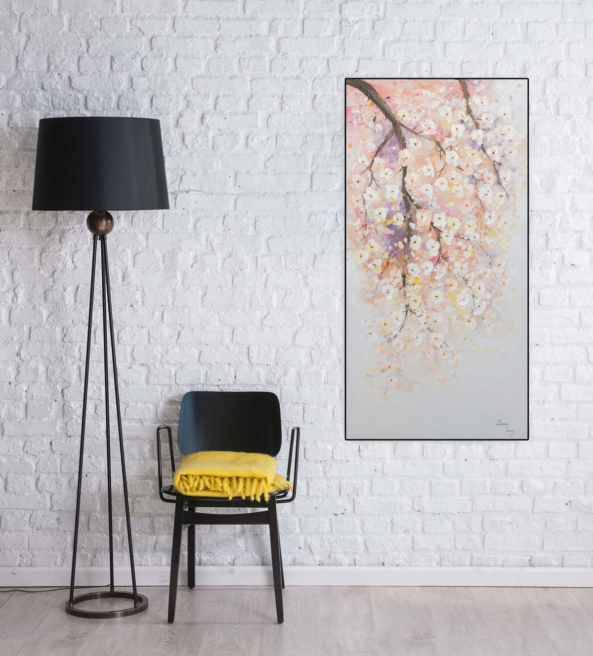 ACRYLBILD HANDGEMALT 60/120 cm - Pink/Weiß, Holz/Textil (60/120cm) - KUNSTLOFT