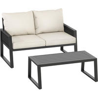 GARTENLOUNGE-SET 2-teilig Captive Aluminium Rope-Design inkl. Polster 126x76,5x85cm anthrazit - Anthrazit, Kunststoff/Metall - tectake