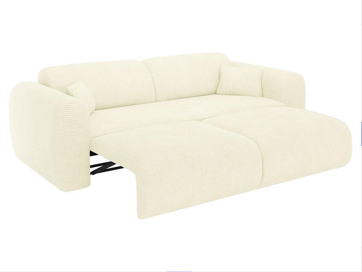 SCHLAFSOFA - 4 Personen - Samt, Stoff - Gebrochenes Weiß - - Weiß, Textil (240/73/97cm) - Vente-Unique