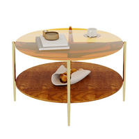 COUCHTISCH DE-37287 rund mit Goldglasplatte und zweistufigem Design Gold - Goldfarben, Metall (82/82/45cm) - ComfortXL