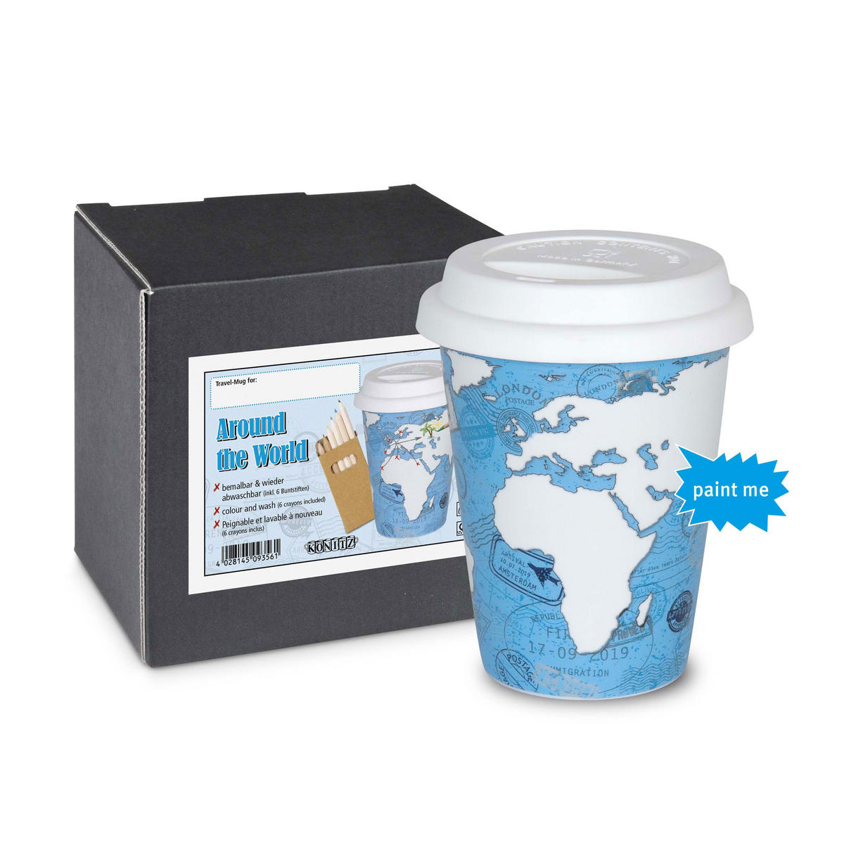 KAFFEEBECHER Around The World Self Made Mug mit Stifte - Naturfarben, Keramik (0.38L) - Könitz