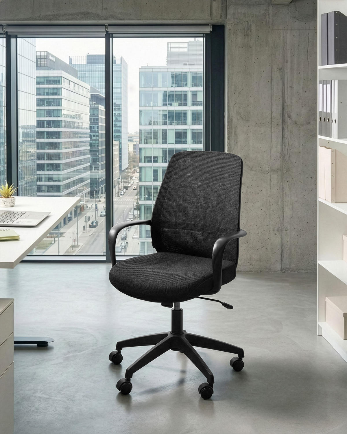 BÜROSTUHL Stoff Schwarz Velto - Schwarz, Textil (60/96/60cm) - Beliani