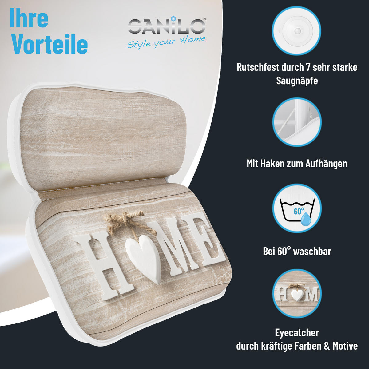 BADEWANNENKISSEN Home - Braun, Kunststoff (39/5.5cm) - Sanilo