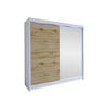SCHWEBETÜRENSCHRANK Talin I, mit RGB LED Beleuchtung - Silberfarben/Eiche Artisan, Holzwerkstoff/Metall (180/215/58cm) - MIRJAN24