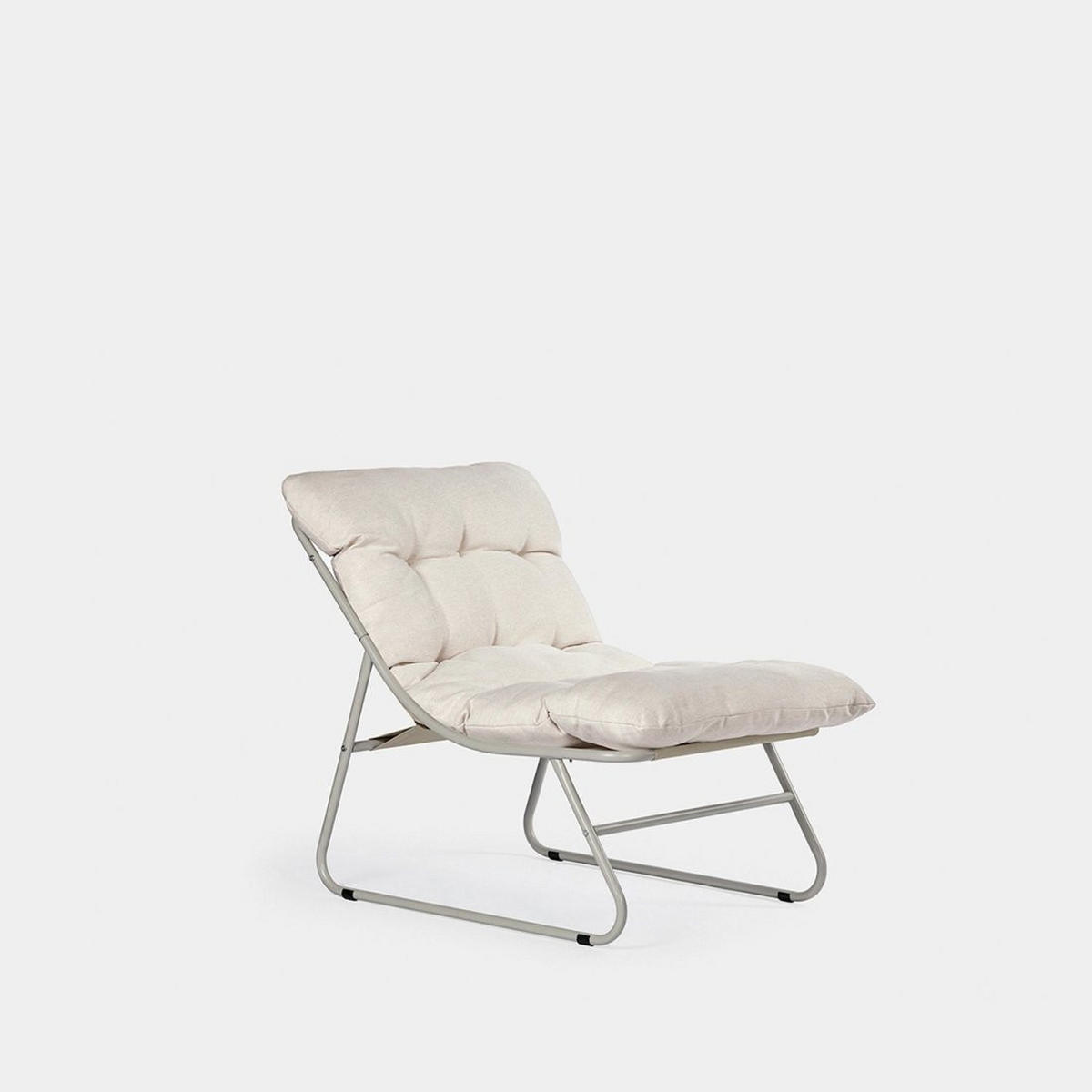 GARTEN-SET mit 2 Sesseln und Couchtisch aus beigem Metall Kiet - Beige, Metall - Klast Home