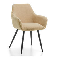 STUHL BOUCLE gepolsterter - beige - Boucle TEDDY - Beige/Schwarz, Metall (58/87/61cm) - NEW HOME