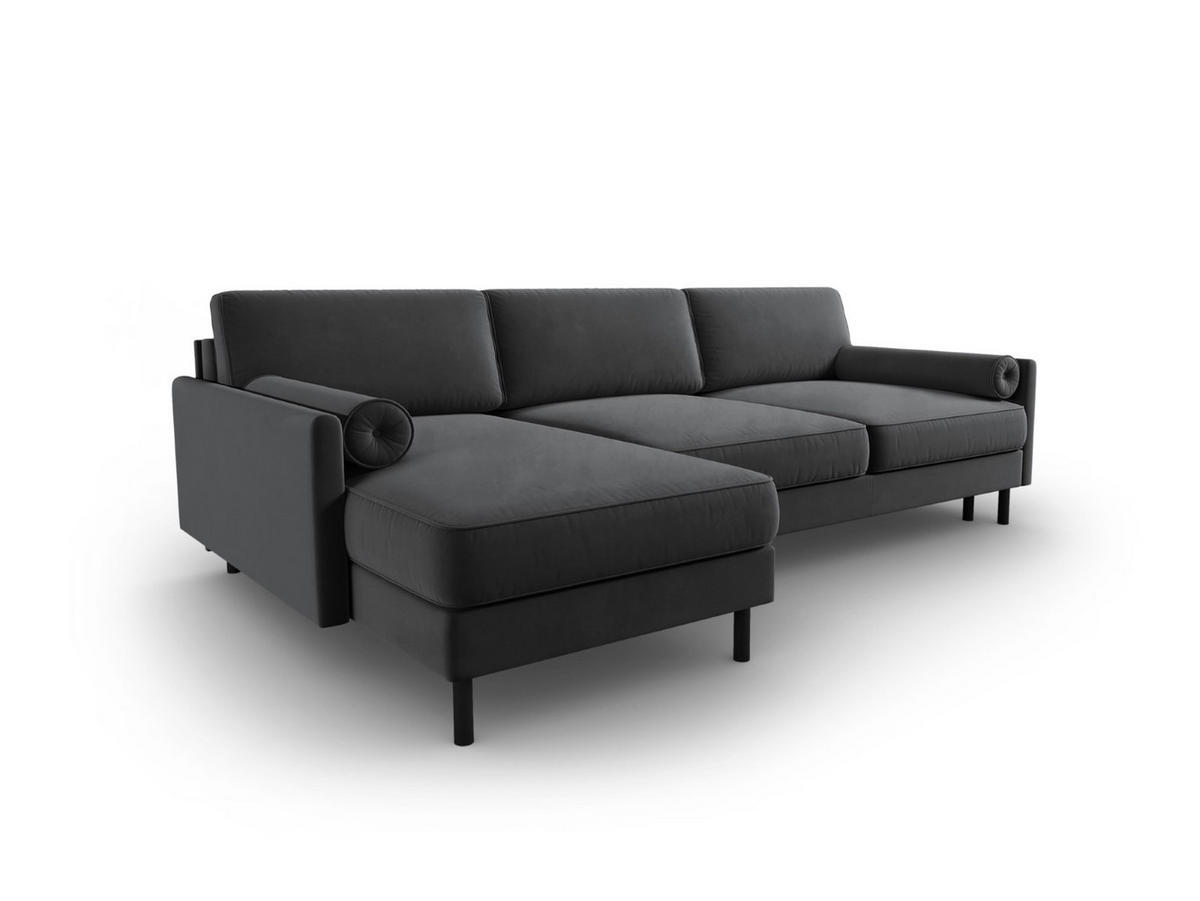 AUSKLAPPBARES-ECKSOFA links mit Container Scott aus Samt grau 5 Sitzplätze - Grau, Textil (142/212cm) - Micadoni