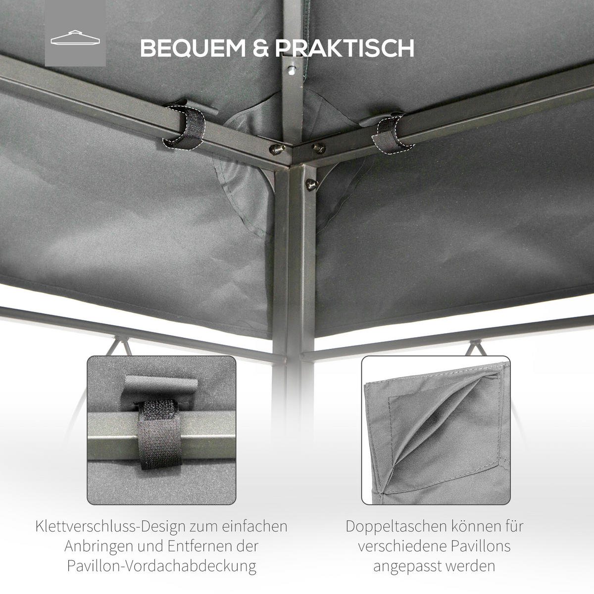 ERSATZDACH Pavillondach, Polyester, Hellgrau - Hellgrau, Kunststoff (400/20/300cm) - Outsunny