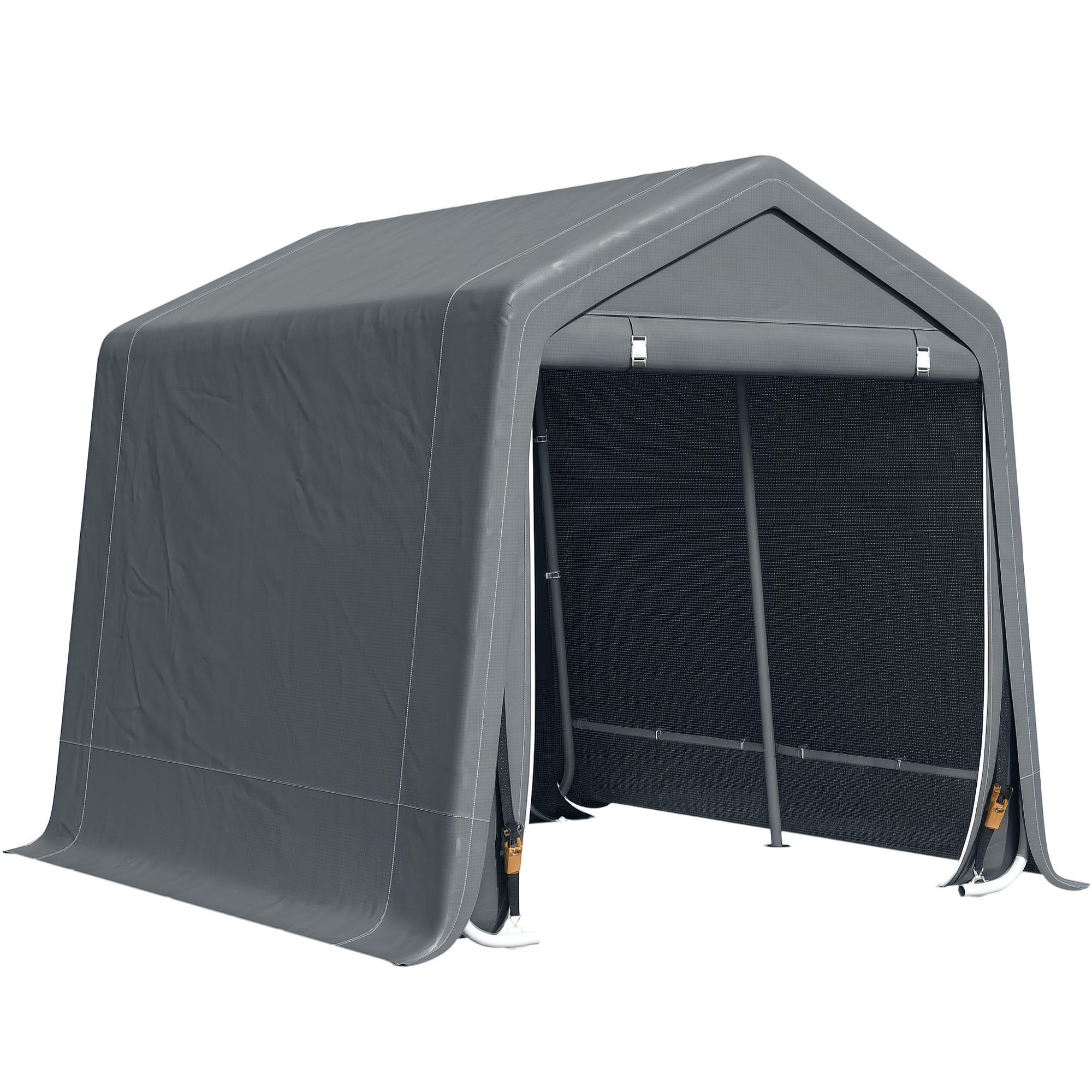 FAHRRADGARAGE DE-16849 2 Reißverschlusstüren mit Metallrahmen Dunkelgrau - Dunkelgrau, Kunststoff (240/240/280cm) - ComfortXL