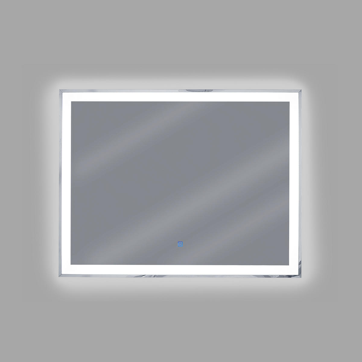 BADSPIEGEL mit LED-Beleuchtung rechteckig 90/70 cm Argens - Silberfarben, Kunststoff (90/70/4cm) - Beliani