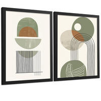 PLAKAT Sada 2 Zelené tvary A3 Černý rám - černá, papír (29.7/1/42cm) - Nacnic