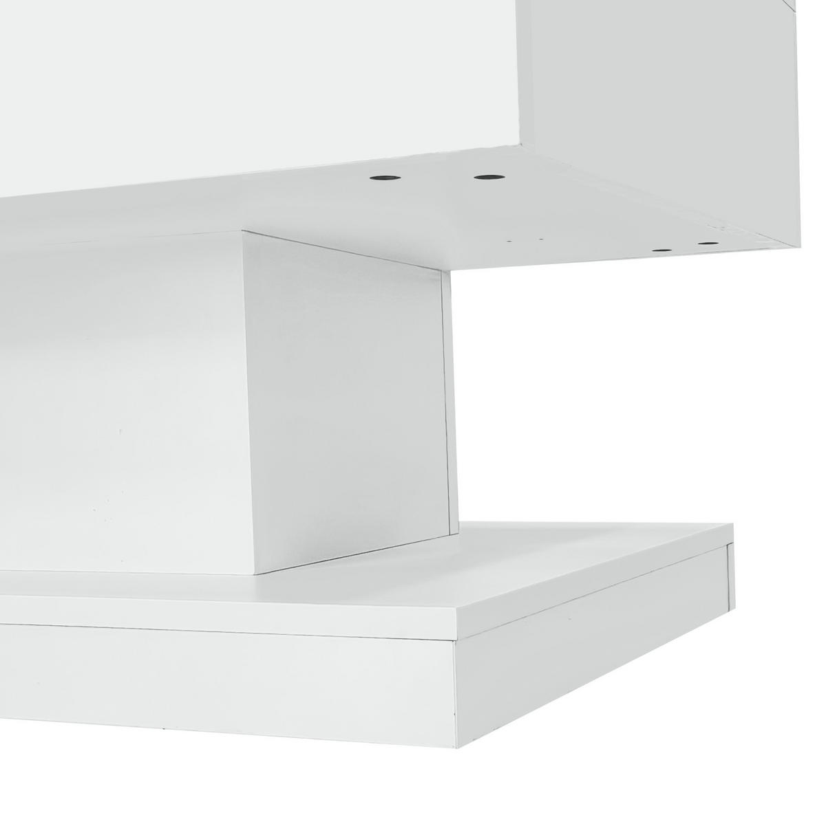 COUCHTISCH 100/50/45 cm weiß aus Spanplatte mit LED-Beleuchtung und Stauraum - Weiß, Holzwerkstoff (100/50/45cm) - OKMYHOME