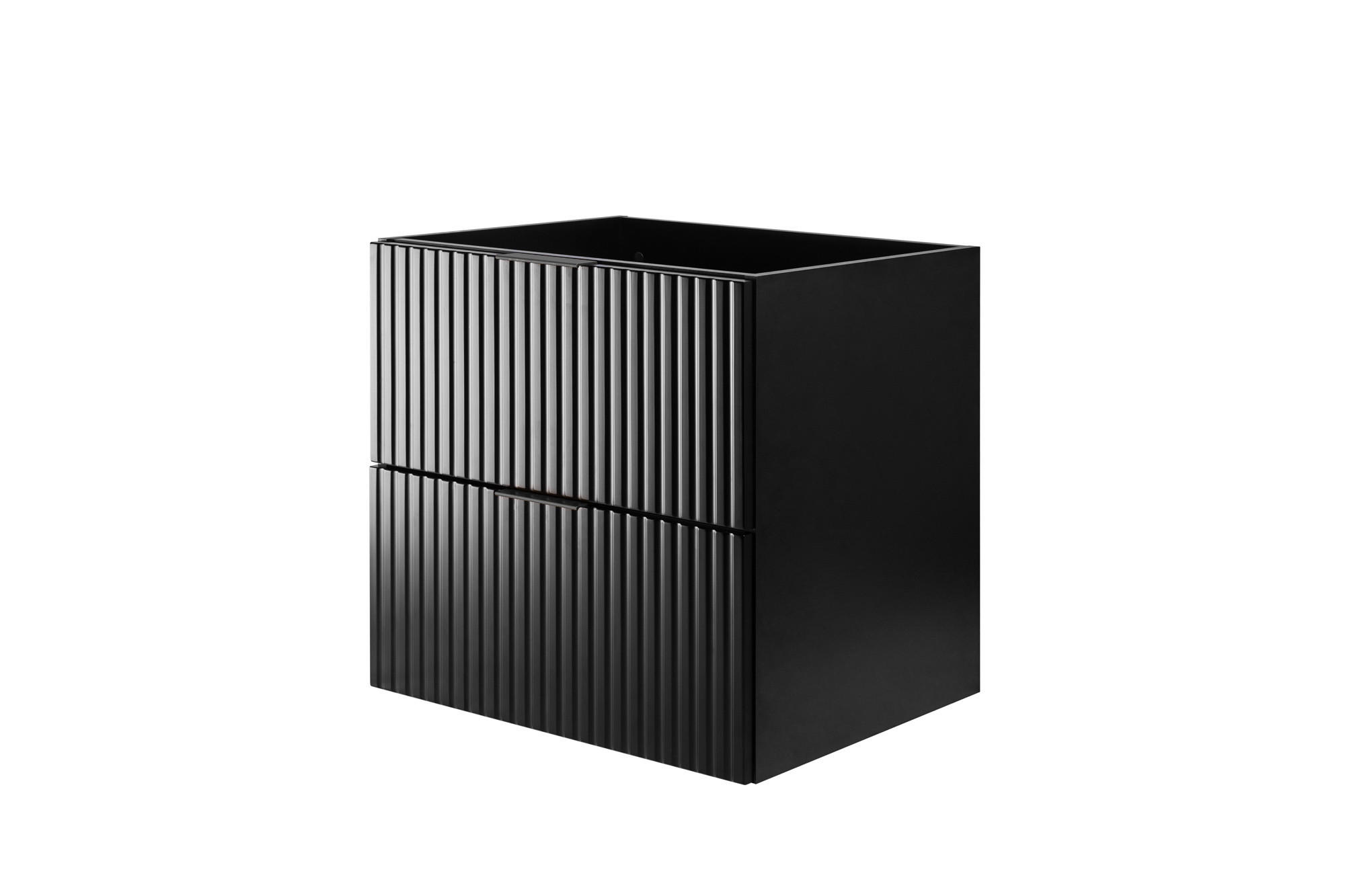 WASCHBECKUNTERSCHRANK, Schwarz, 60 x 57 x 46 cm, schwarzer Griff, ohne Arbeitsplatte - Schwarz, Holzwerkstoff (60/57/46cm) - 3XE LIVING