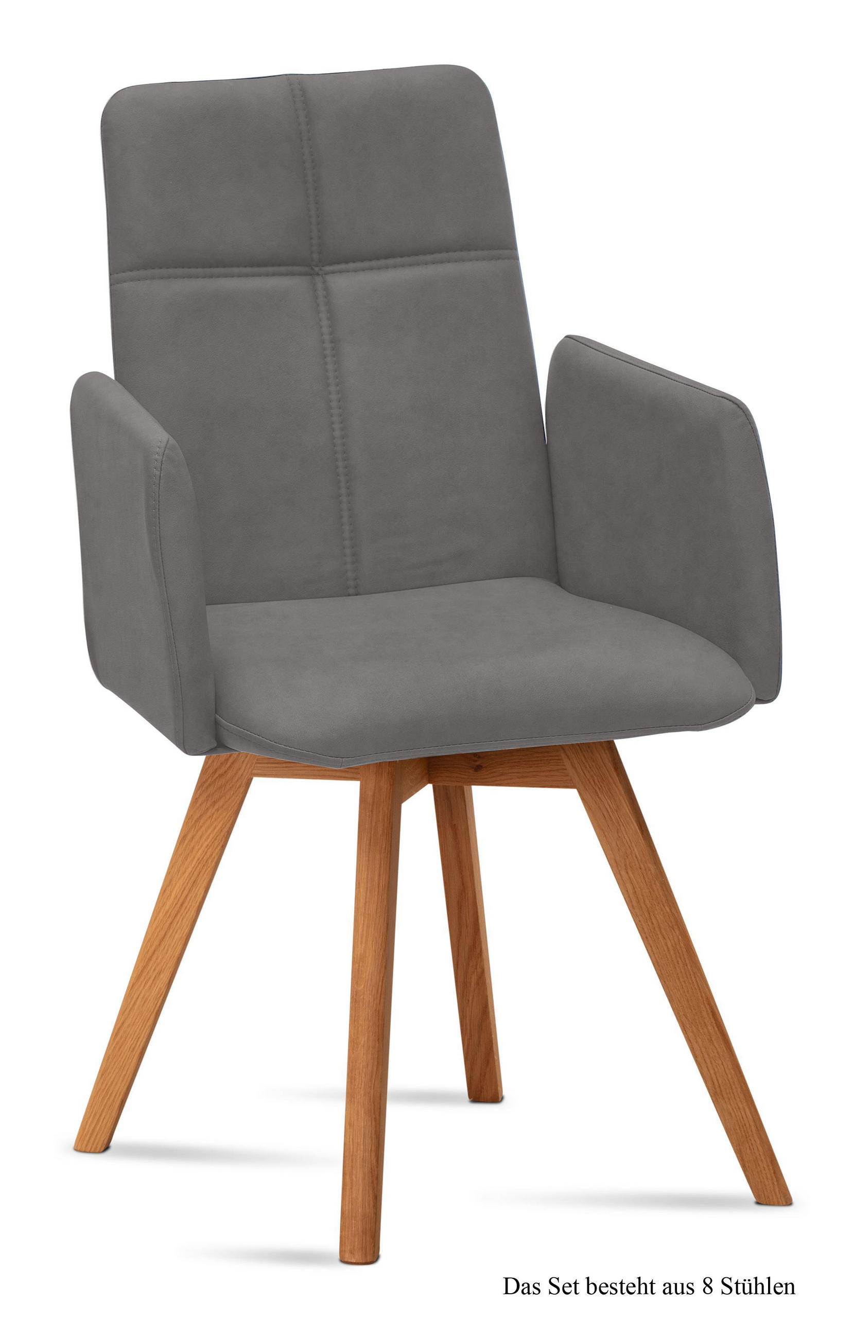 ARMLEHNSTUHL (8er-Set) Dinah 52x92x60 Eiche geölt/Grau - Eichefarben/Grau, Kunststoff (60/92/52cm) - 58aufmkessel