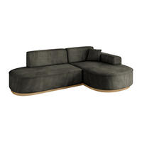 ECKSOFA Ottomane Rechts MARI-L1-v2 - 243x171x83 cm Schwarz Velours - Schwarz, Holzwerkstoff/Textil (171/243cm) - ALTDECOR