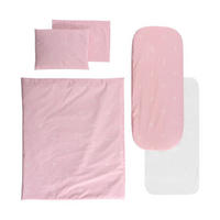 KINDERWAGEN Bettwäsche-Set 2080117 pink 5-teilig, Decke 78 x 62 cm, Kissen 35 x 25 cm, 100% Baumwolle - Weiß, Textil (62/1/78cm) - Lorelli