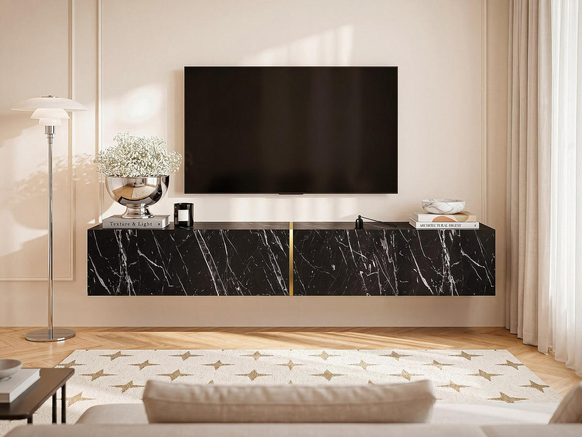 TV-HÄNGESCHRANK - 181.8 cm x 31.7 cm - holz - schwarz Dinoma - Schwarz, Holz (181.8/30/31.7cm) - Vente-Unique