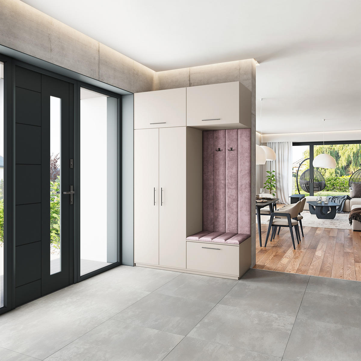 GARDEROBENSCHRANK REMA 150/240/60 cm Modern Garderobe-Set Kaschmir - Kaschmir/Lila, Holzwerkstoff (150/240/60cm) - MASSENO