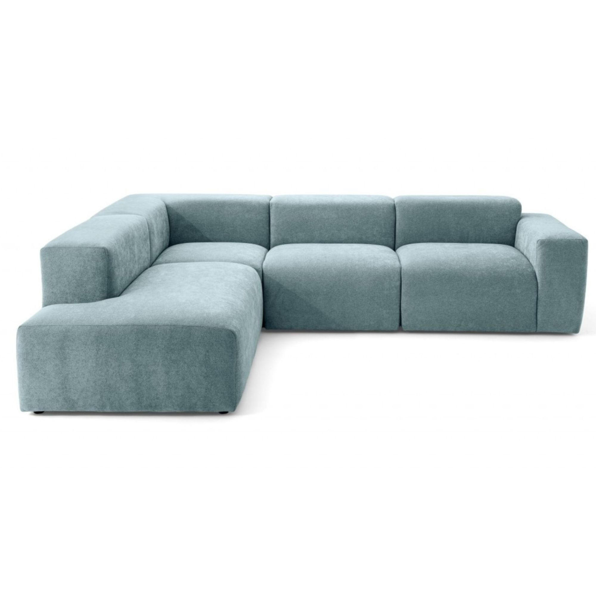 4-SITZER modulares Ecksofa HEAVEN SET 2 Links, Breite 300 cm Webstoff Blaugrau - Blaugrau/Schwarz, Holz/Kunststoff (300/245cm) - Muffo