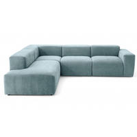 4-SITZER modulares Ecksofa HEAVEN SET 2 Links, Breite 300 cm Webstoff Blaugrau - Blaugrau/Schwarz, Holz/Kunststoff (300/245cm) - Muffo