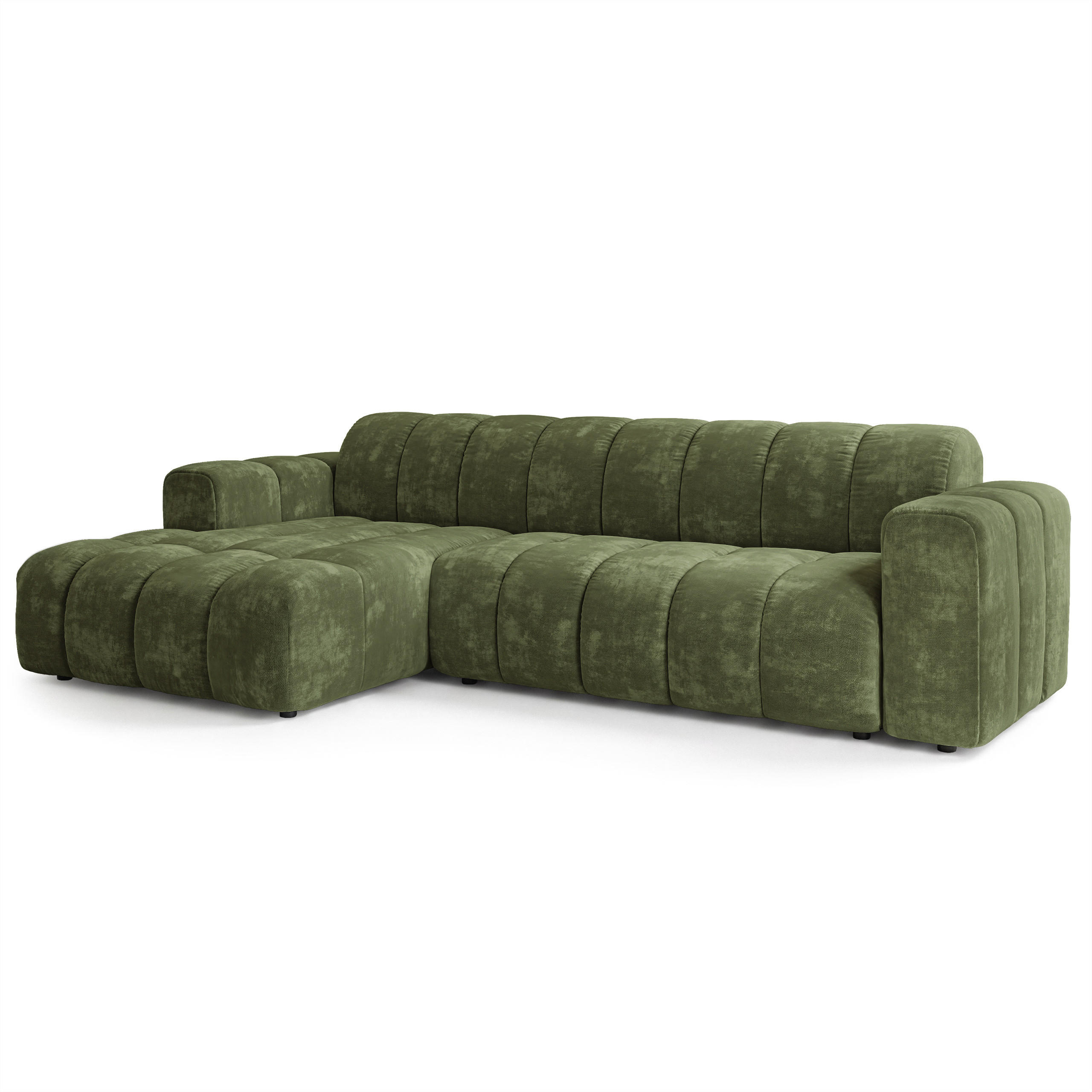 ECKSOFA SETIA LM L-S Grün Chenille - Grün, Holzwerkstoff (304/165cm) - MASSENO