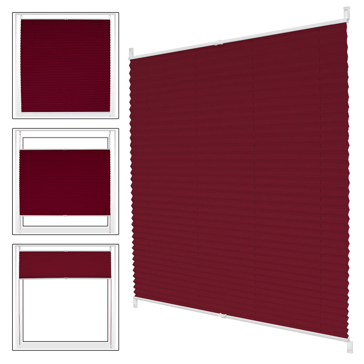 PLISSEE 100/200/2 cm - Bordeaux, Metall (100/2/200cm) - ECD-Germany