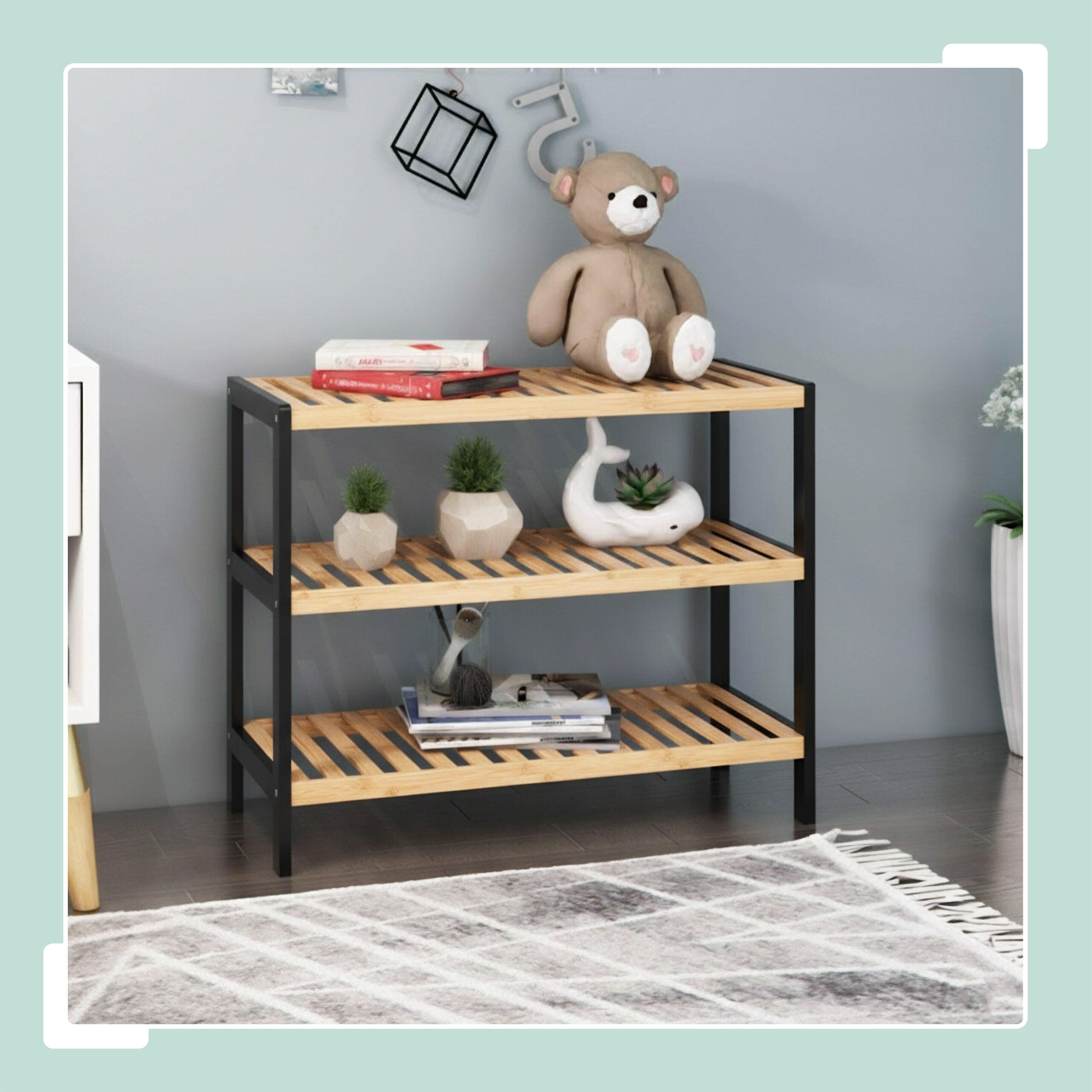 SCHUHREGAL - Schwarz, Holz (70/55/26cm) - Relaxdays