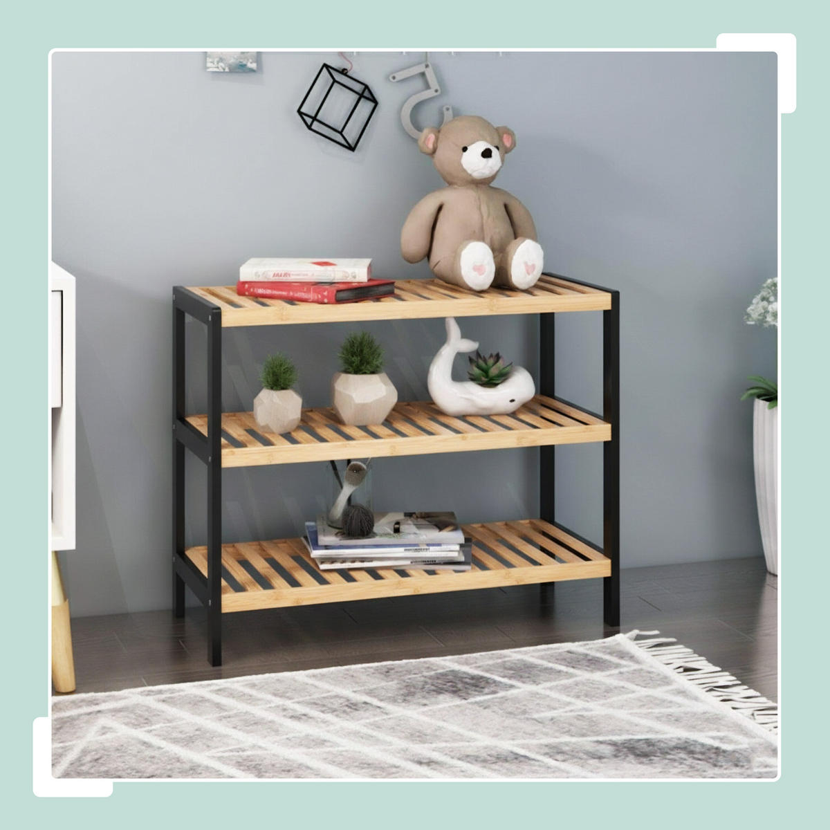 SCHUHREGAL - Schwarz, Holz (70/55/26cm) - Relaxdays