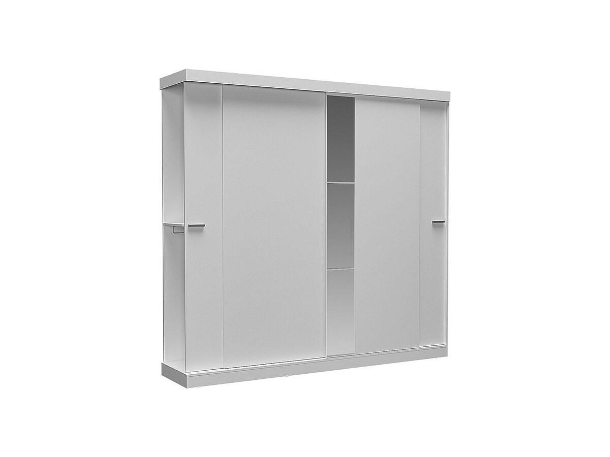 KLEIDERSCHRANK mit 2 Schiebetüren + Spiegel - B. 231 cm - Weiß - ADALRIK II - Weiß, Holz (231/219/51.8cm) - Vente-Unique