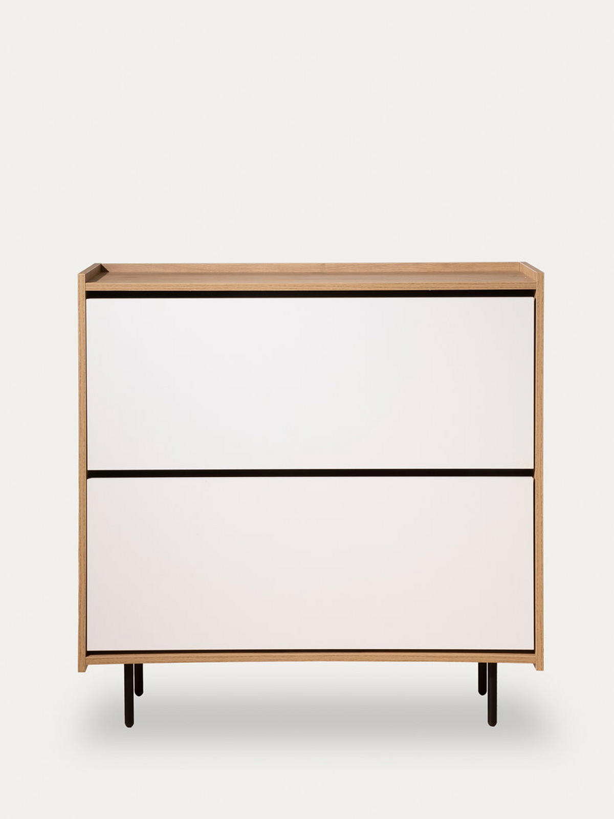 SCHUHKIPPER Nadine Natur - Weiß 97.5 cm x 98.5 cm - Braun, Holzwerkstoff (97/98/30cm) - Kenay Home