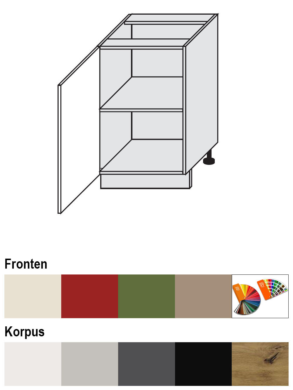 UNTERSCHRANK Brerra D1D/50 50 / 50 / 82 cm - Graubraun/Weiß, Holz/Holzwerkstoff (50/82/50cm) - Feldmann-Wohnen