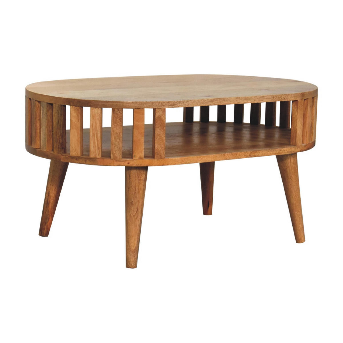 COUCHTISCH aus Massivholz - Kastanienfarben/Messingfarben, Holz/Metall (50/80/40cm) - Artisan Furniture