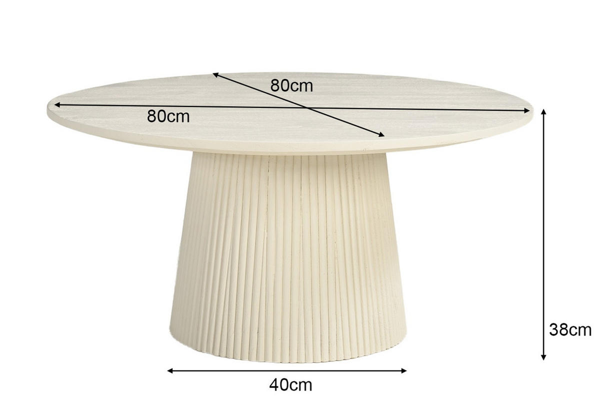 COUCHTISCH rund aus Mangoholz 80cm, beige - Beige, Holz (80/80/46cm) - Livingfurn
