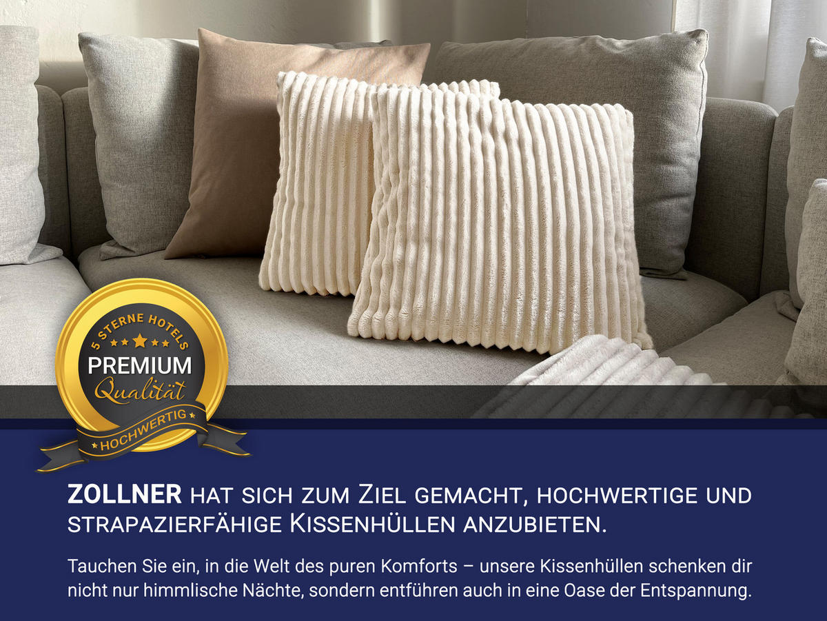 KISSENBEZUG, 2er-Set, 40 x 40 cm, 100% Polyester, Weiß - Weiß, Textil (40/40cm) - Zollner