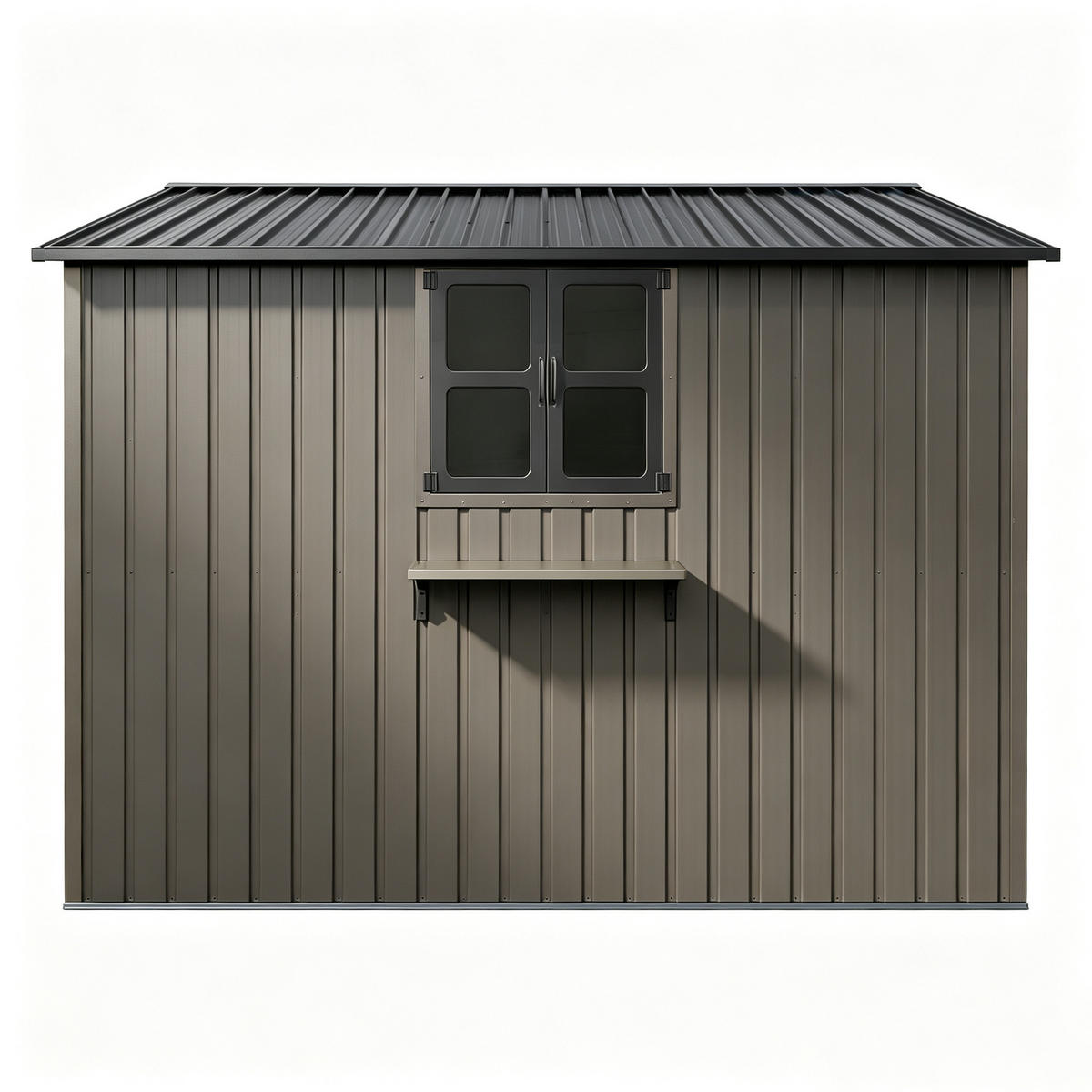 GERÄTEHAUS 313.1/255.4/199.9 cm Braun mit öffnbaren Fenstern, abschließbarer Tür und Blumenregal (7,19 m²) - Braun, Metall (255.4/199.9/313.1cm) - Oxeza