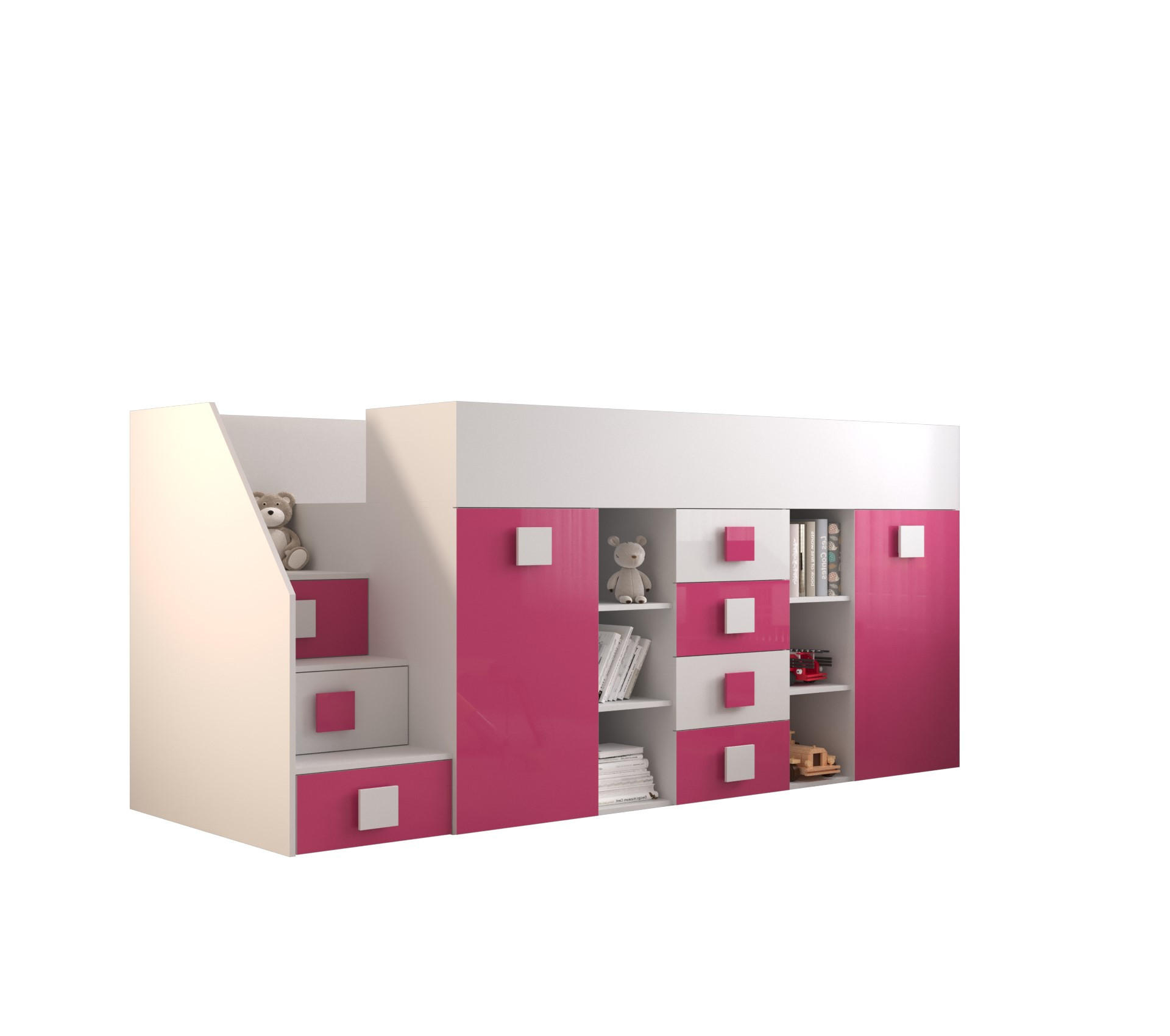 HOCHBETT 248,5/93/123 - Pink/Weiß, Holz (90/200cm) - MÖBEL KRYSPOL