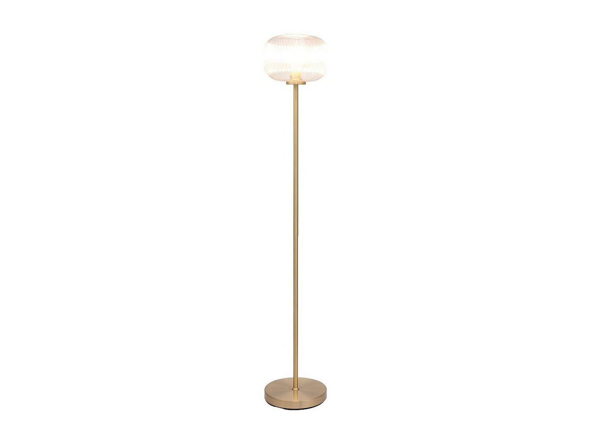 STEHLEUCHTE – gebürstetes Messing und strukturiertes Glas – Ø 25 x H 150 cm – Gold – LOUXOR - Goldfarben, Metall (25/25/150cm) - Vente-Unique