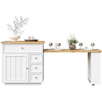 INSULĂ BUCĂTĂRIE 120-184cm Extensibilă Alb - alb, compozit lemnos (182/94/70cm) - FLIEKS