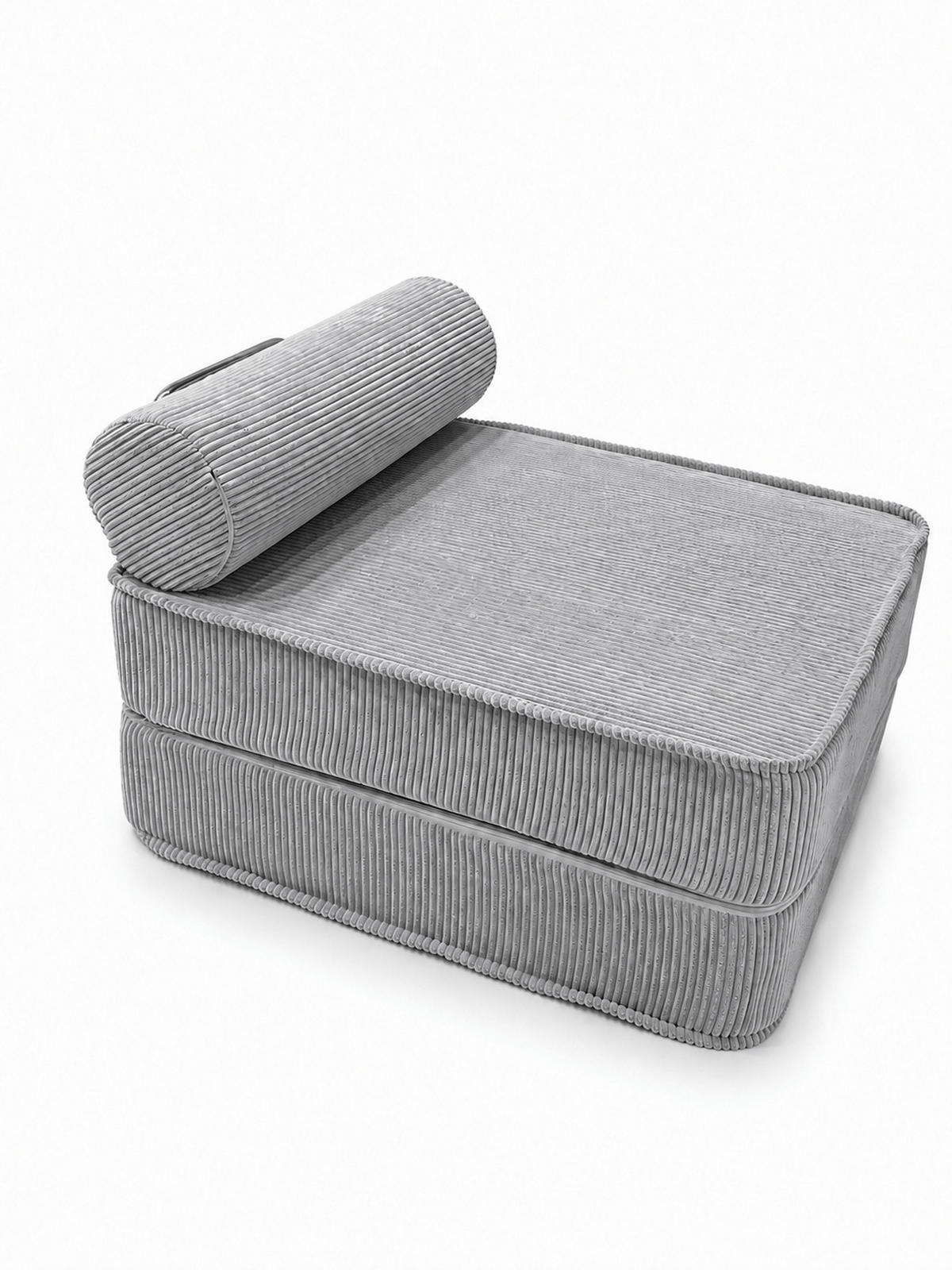 SCHLAFSESSEL ausklappbar, modularer Bodensessel mit Rückenrolle in Grau - Grau, Textil (80/62/95cm) - SURB