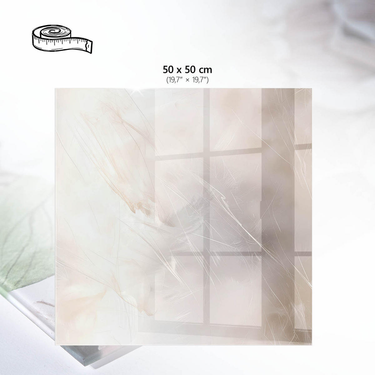 TISCHPLATTE 50x50 cm – Subtile Abstraktion - Braun, Glas (50/50/0.4cm) - Wallfluent