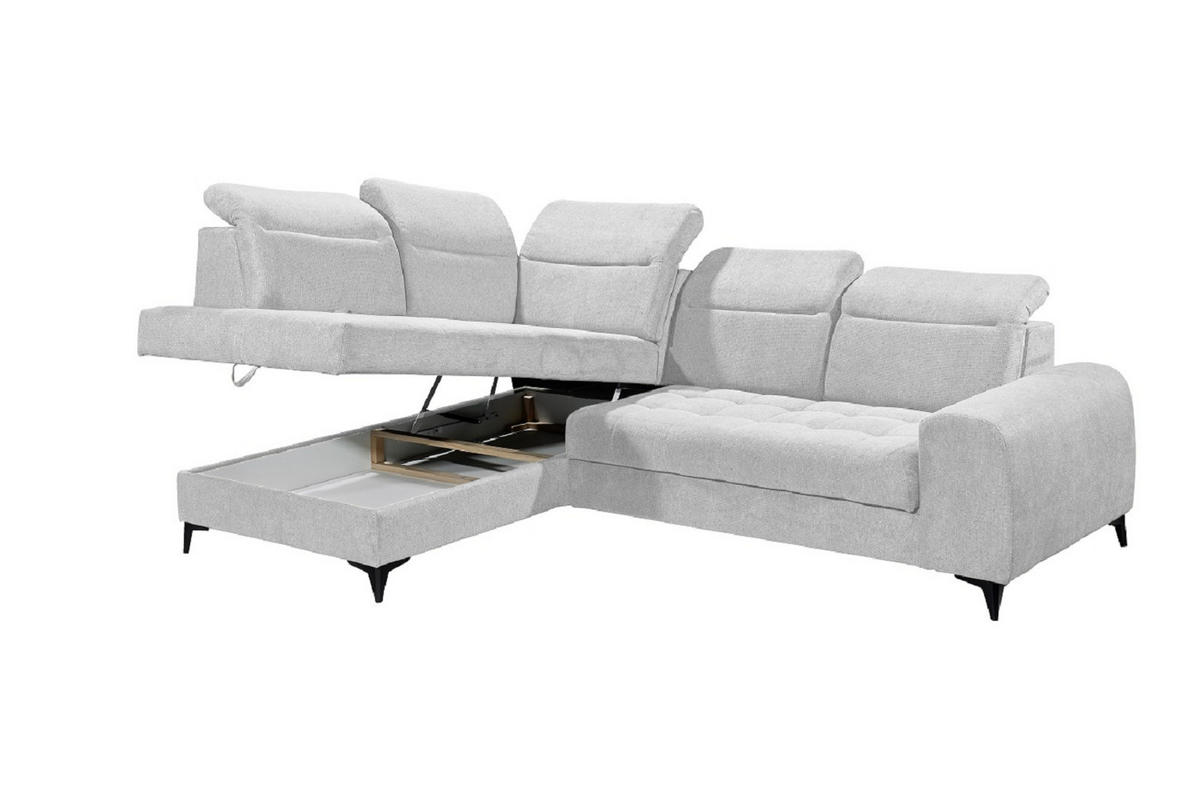 ECKSOFA mit elektrischer Sitztiefenverstellung - Hellgrau, Kunststoff/Textil (282/200cm) - ed exciting design
