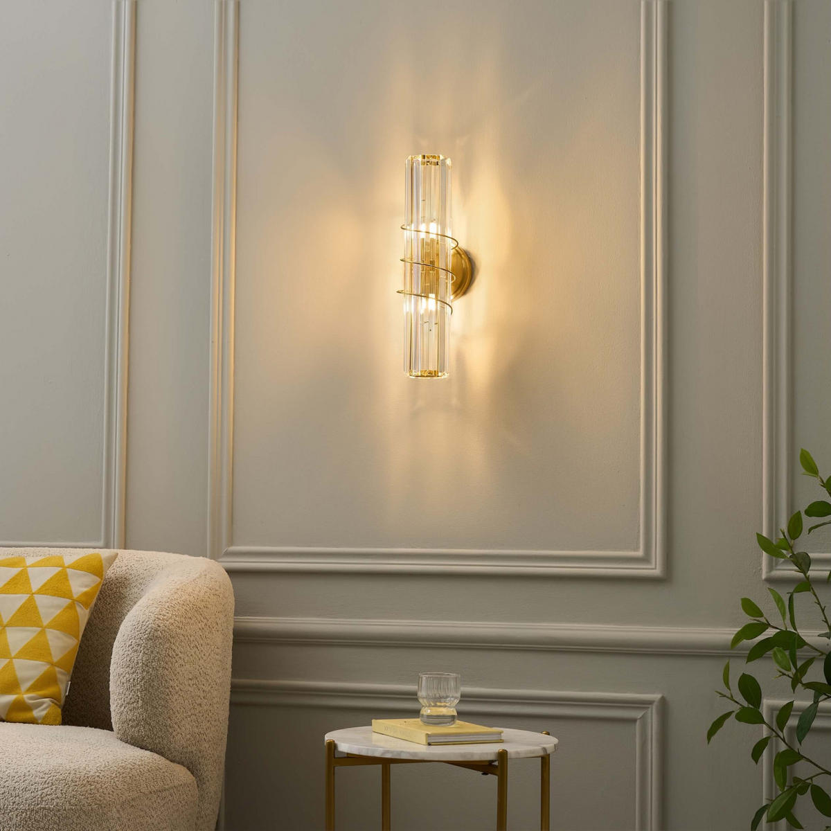 WANDLEUCHTE Daryna, Transparent und Messing, 40cm - Transparent, Glas (12/40/12cm) - KOSILUM