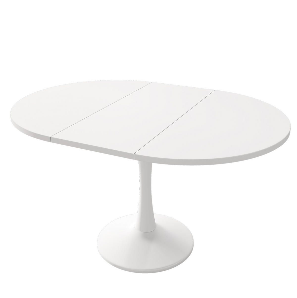 ESSTISCH aus MDF 100/140x100x75 cm Weiß ausziehbar, oval und platzsparend - Weiß, Holzwerkstoff (100/140/75cm) - Modfu