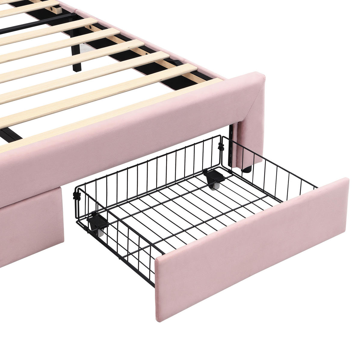 POLSTERBETT 140/200 cm mit 2 Schubladen und LED, DE-41732, in Rosa - Pink, Holzwerkstoff (140/200cm) - ComfortXL