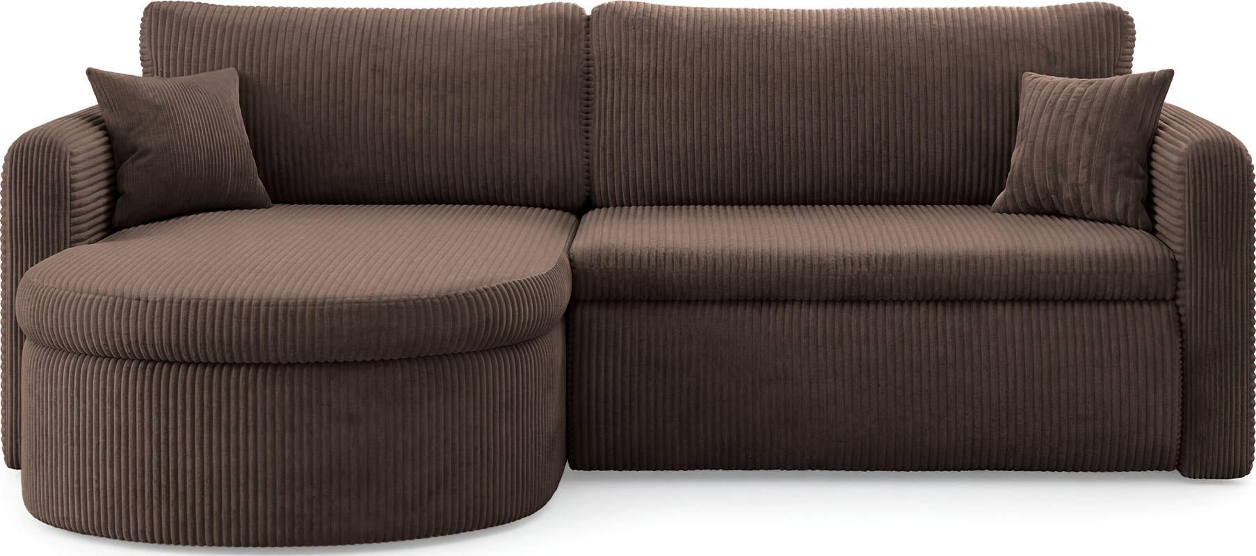 ECKSOFA Cora mit Schlaffunktion & Stauraum, Universell Rechts/Links, Braun Cord Chenille 260/82/160 cm - Schwarz/Braun, Kunststoff/Textil (250/160cm) - WFL GROUP