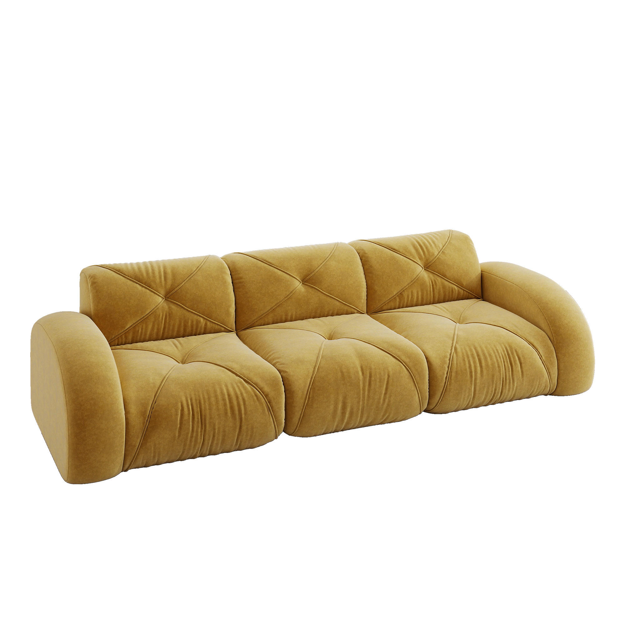3-SITZER Modulsofa aus Chenille mit rahmenlosem Design Gelb - Gelb, Textil (95/76/281cm) - Modenvie