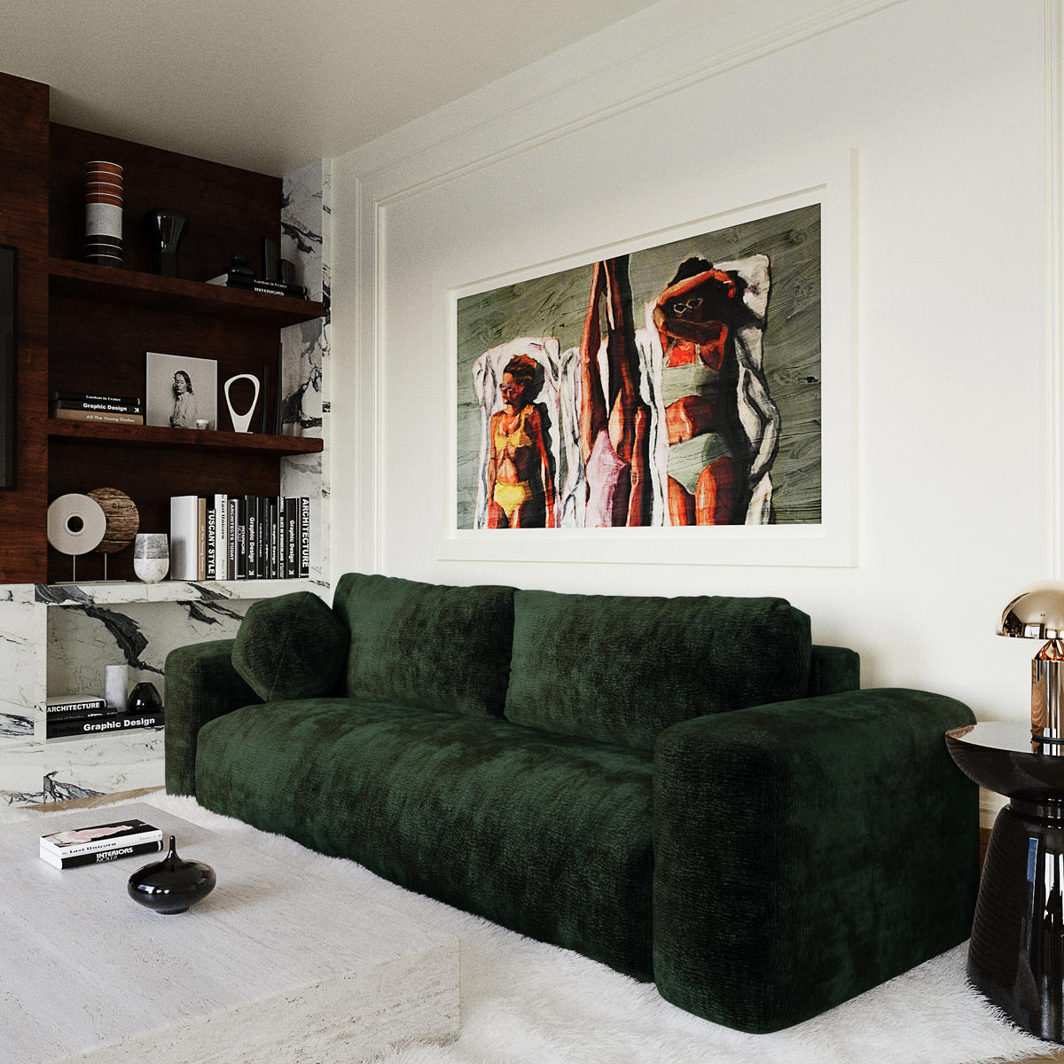 SCHLAFSOFA mit Stauraum LIOR Gemusterter Samt Tannengrün 260cm - Waldgrün/Dunkelgrün, Textil (260/83/100cm) - Premium Interiors